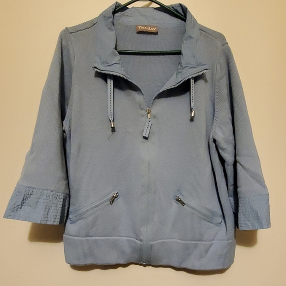 TanJay Jackets & Blazers - EUC Baby blue 3/4 sleeve knit jacket
